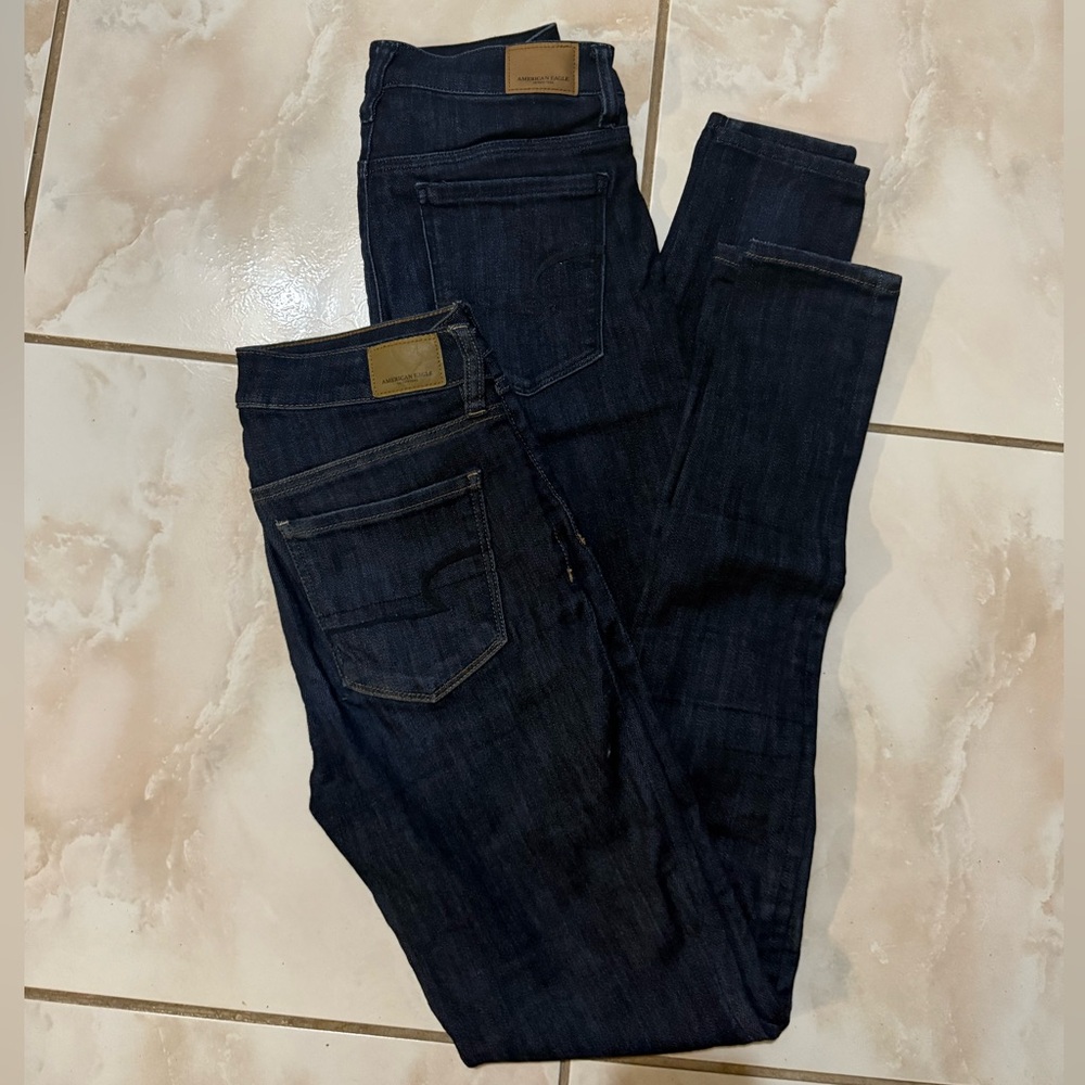 2 American Eagle Outfitters Dark Indigo Women's Jeggings